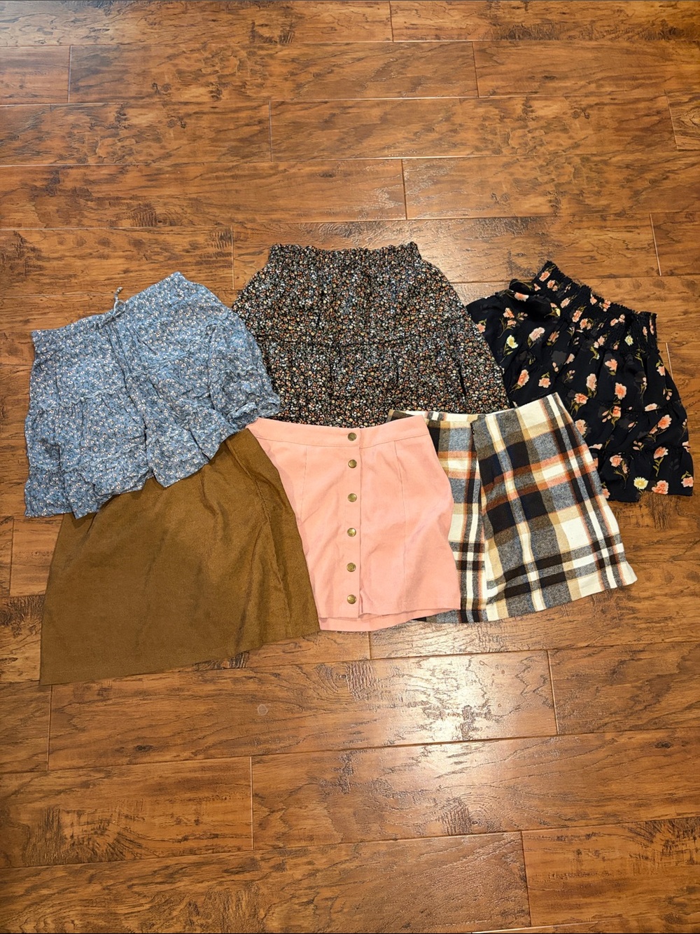 Assorted Women's Skirt Bundle - Floral, Plaid, Pink & Brown Styles